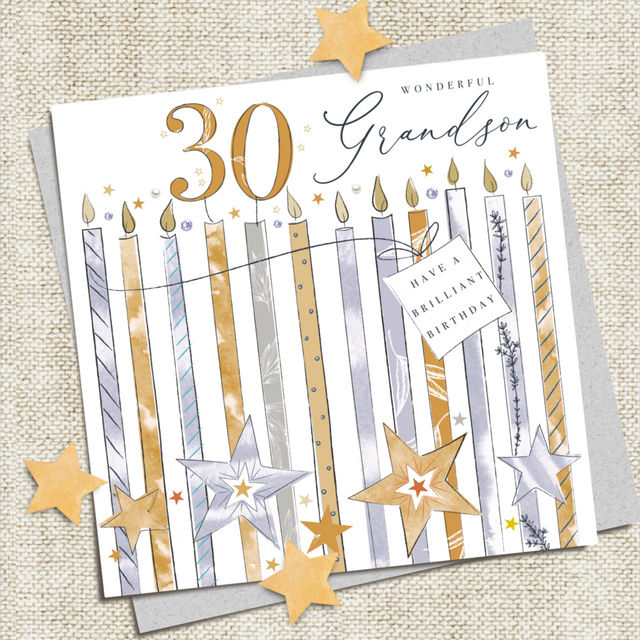 Grandson 30th Candle Birthday Card