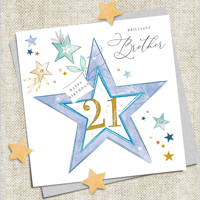 Brother 21st Star Birthday Card