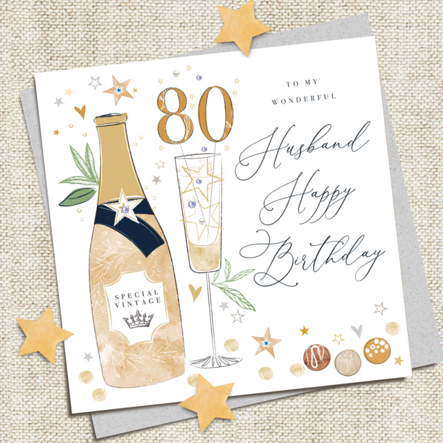 Husband 80th Birthday Card