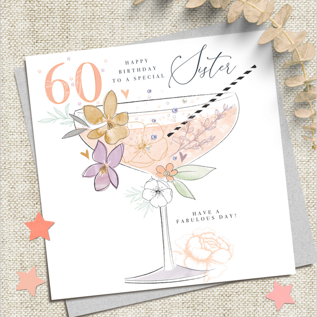 Sister Saucer 60th Birthday Card
