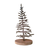 Silver Metal Tree on Wooden Base - Small