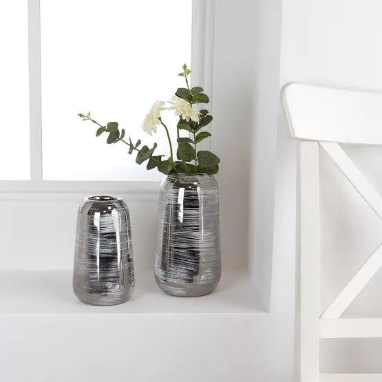 Silver Swirl Vase - 20cm