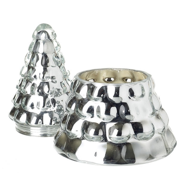 Dimpled Silver Tree Candle