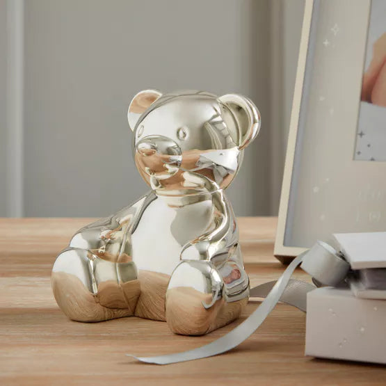 Teddy Silver-Plated Money Bank