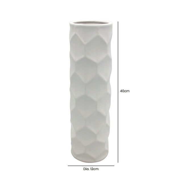 Matte White Hexagon Vase 40cm