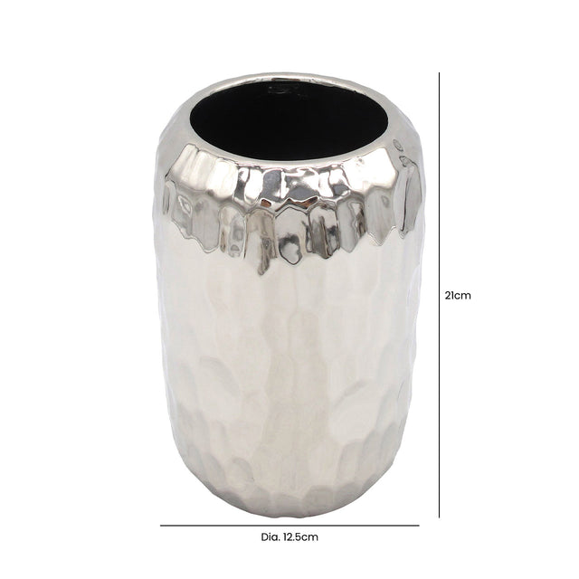 Silver Ceramic Vase 21cm