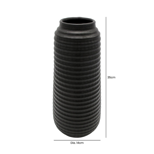 Matte Black Ceramic Vase 35cm
