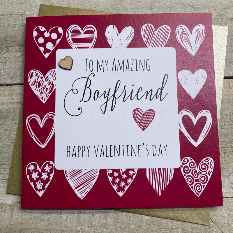 White Cotton Boyfriend Valentines Card