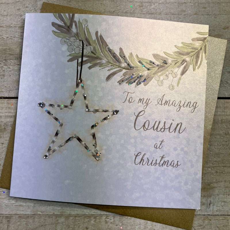 White Cotton Cousin Christmas Card