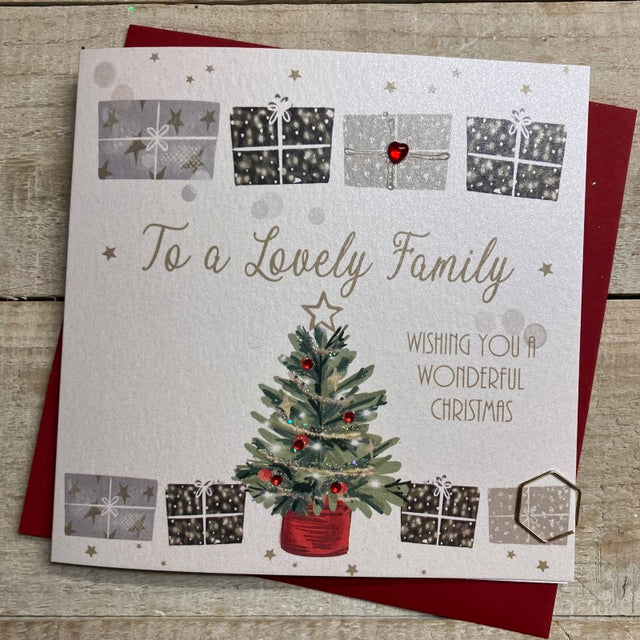 White Cotton Lovely Family Christmas Card