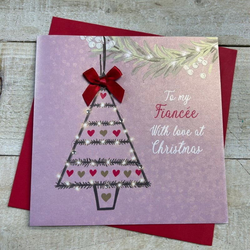 White Cotton Fiancée Christmas Card