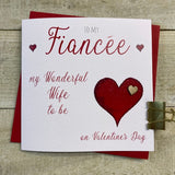 White Cotton Fiancée Valentines Card