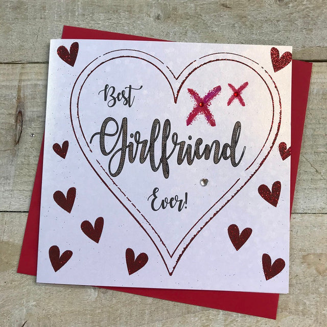 White Cotton Girlfriend Valentines Card