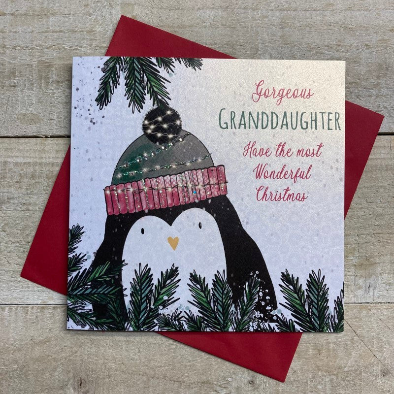 White Cotton Granddaughter Christmas Card