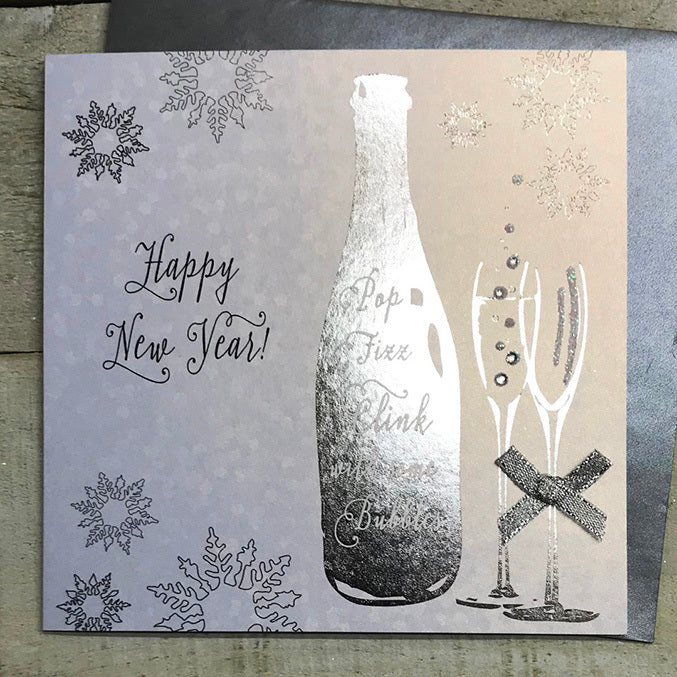 White Cotton Happy New Year Card