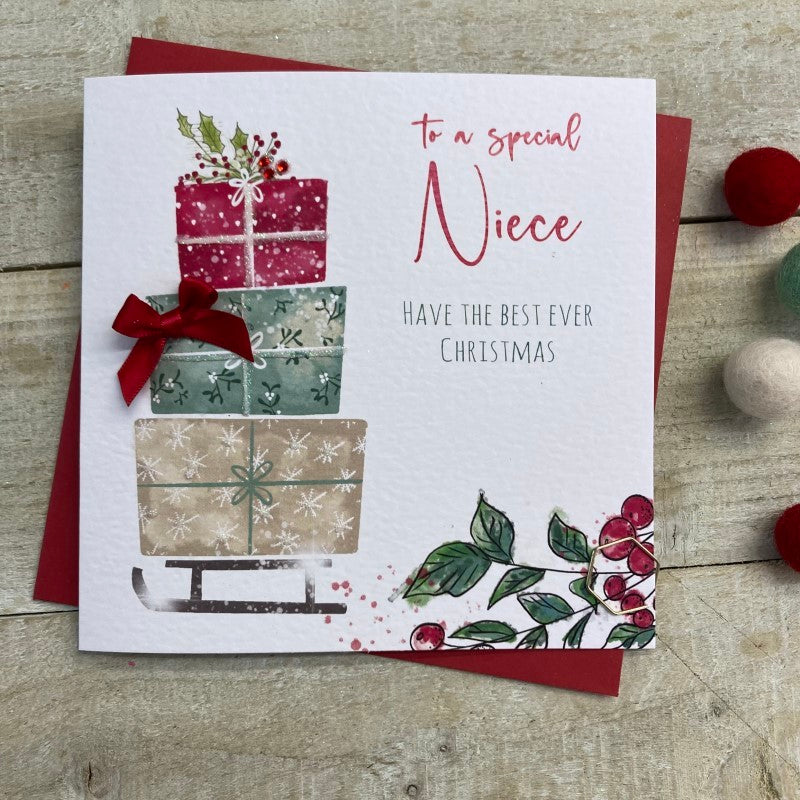 White Cotton Niece Christmas Card