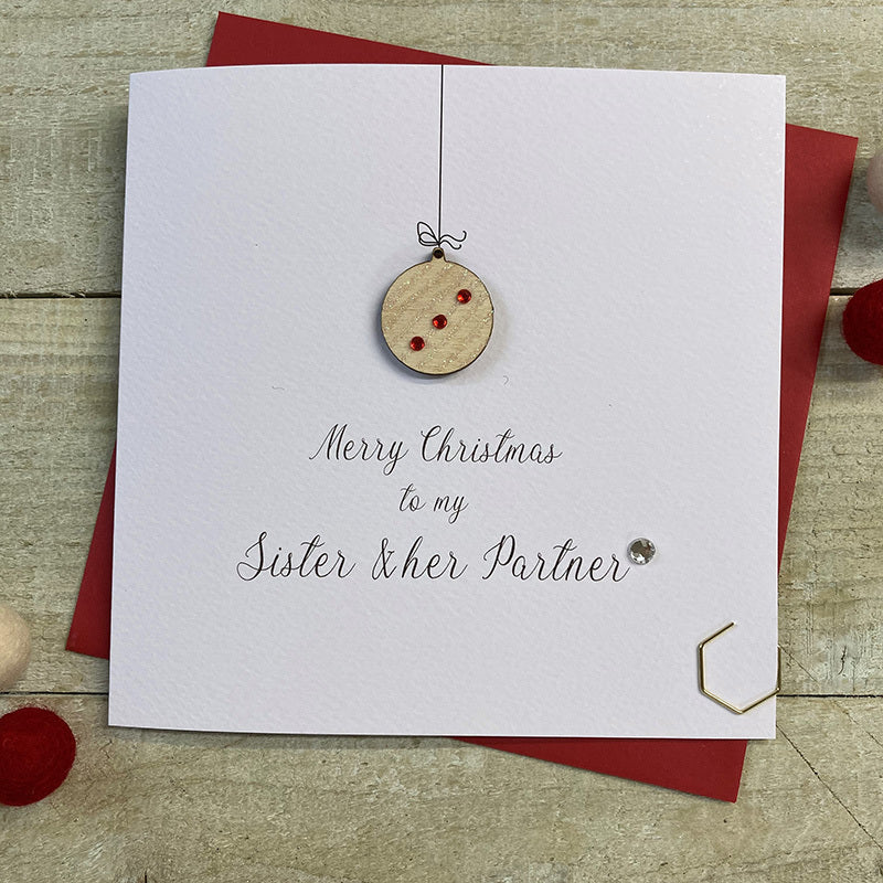 White Cotton Sister & Partner Christmas Card