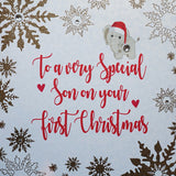 White Cotton Son 1st Christmas Card