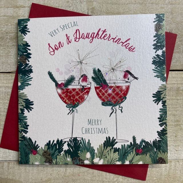 White Cotton Son & Daughter-in-Law Christmas Card