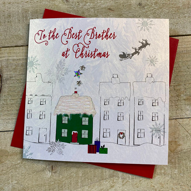 White Cotton Brother Christmas Card