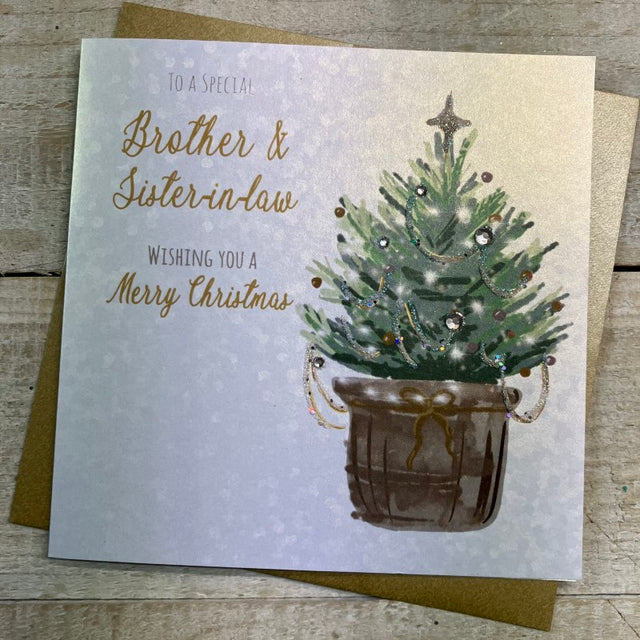 White Cotton Brother & Sister-in-Law Christmas Card