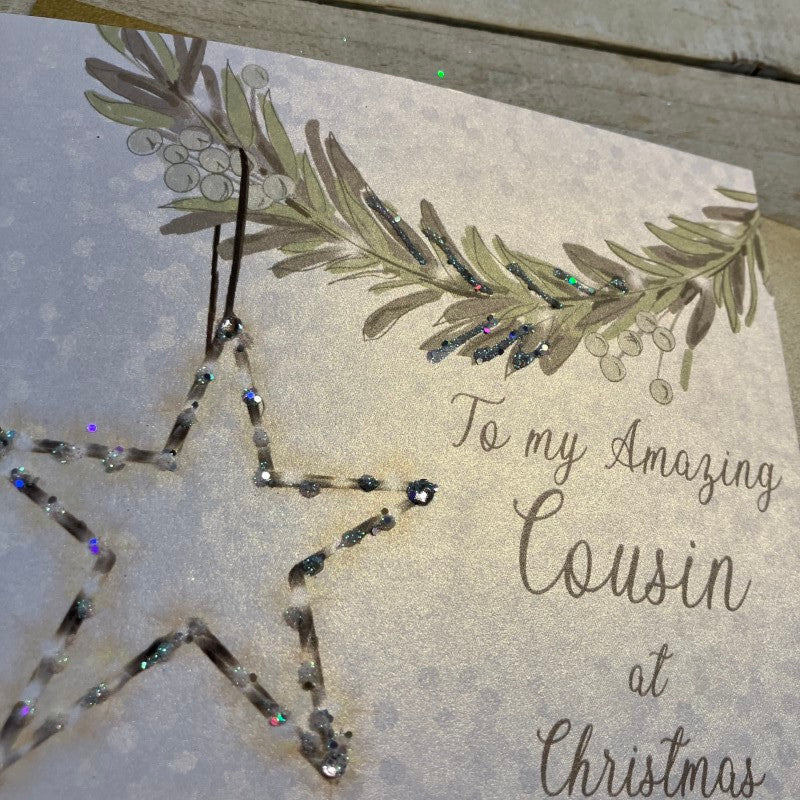 White Cotton Cousin Christmas Card