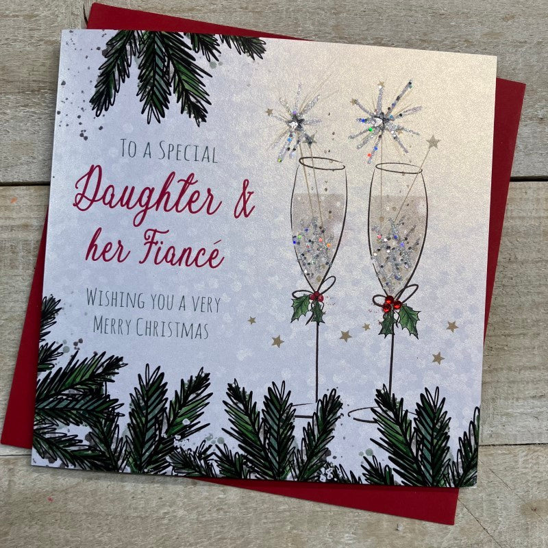 White Cotton Daughter & Fiancé Christmas Card