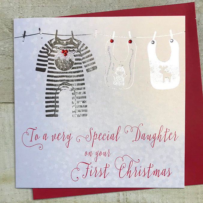 White Cotton Daughters 1st Christmas Card