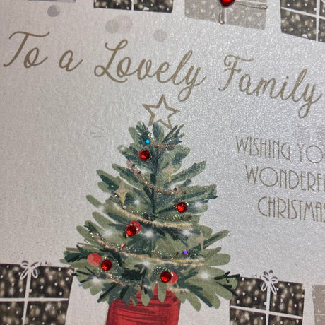 White Cotton Lovely Family Christmas Card