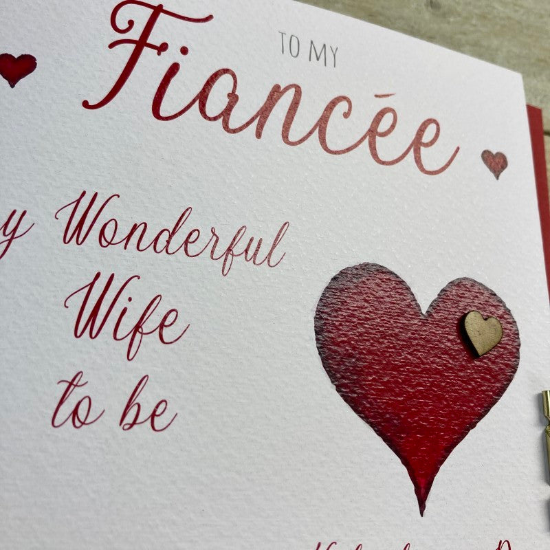 White Cotton Fiancée Valentines Card