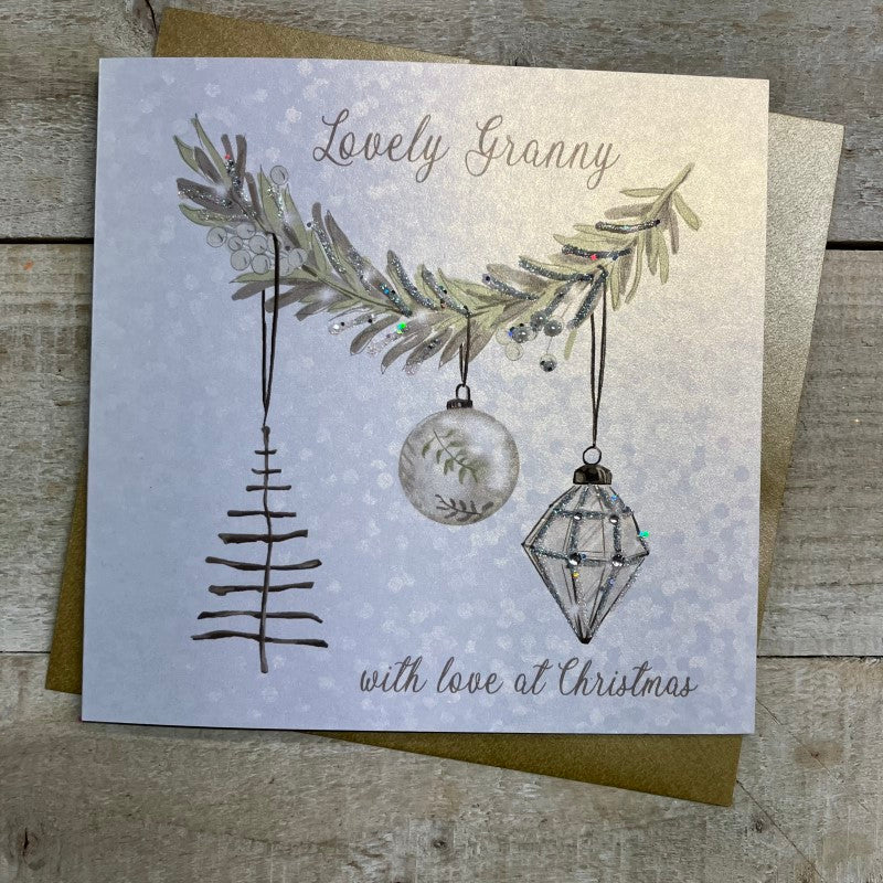 White Cotton Granny Christmas Card