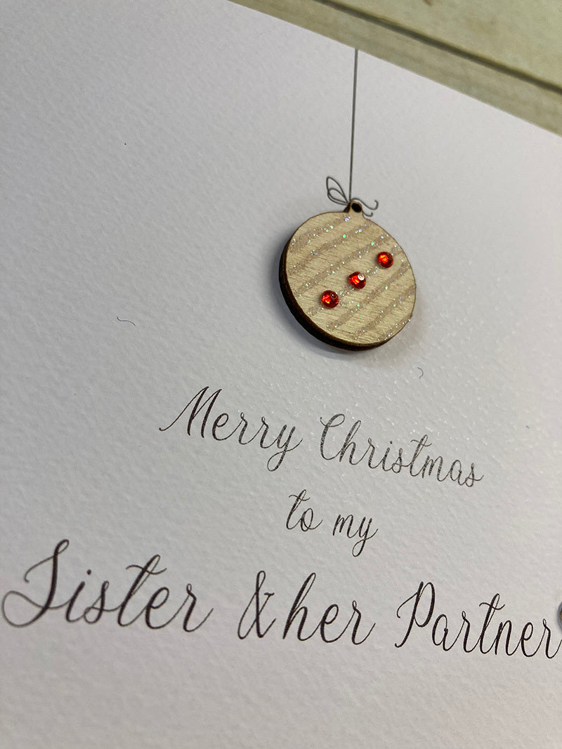 White Cotton Sister & Partner Christmas Card