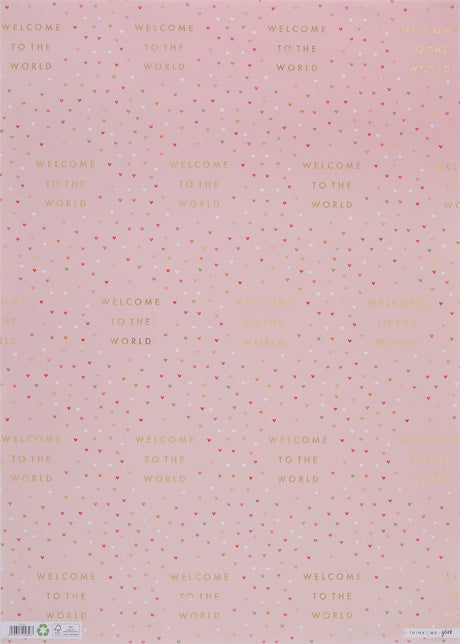 Welcome To The World Pink Gift Wrap