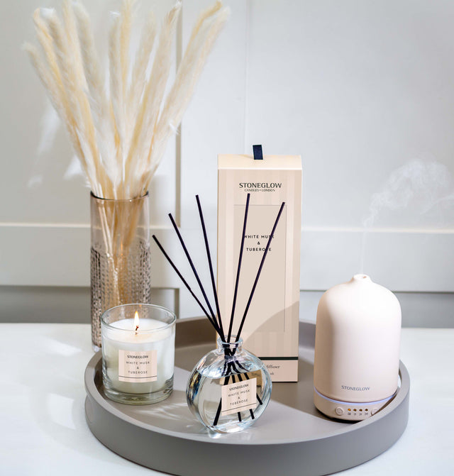 Stoneglow - White Musk & Tuberose Glass Candle