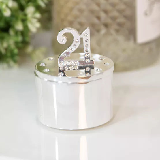 21st Crystal Silver Trinket Box