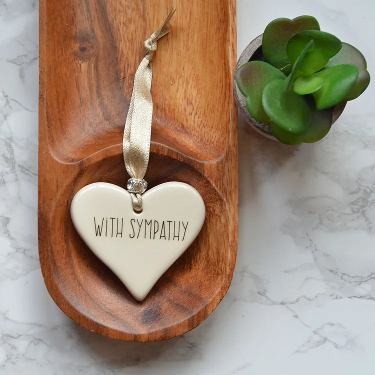 With Sympathy Gold Ceramic Heart