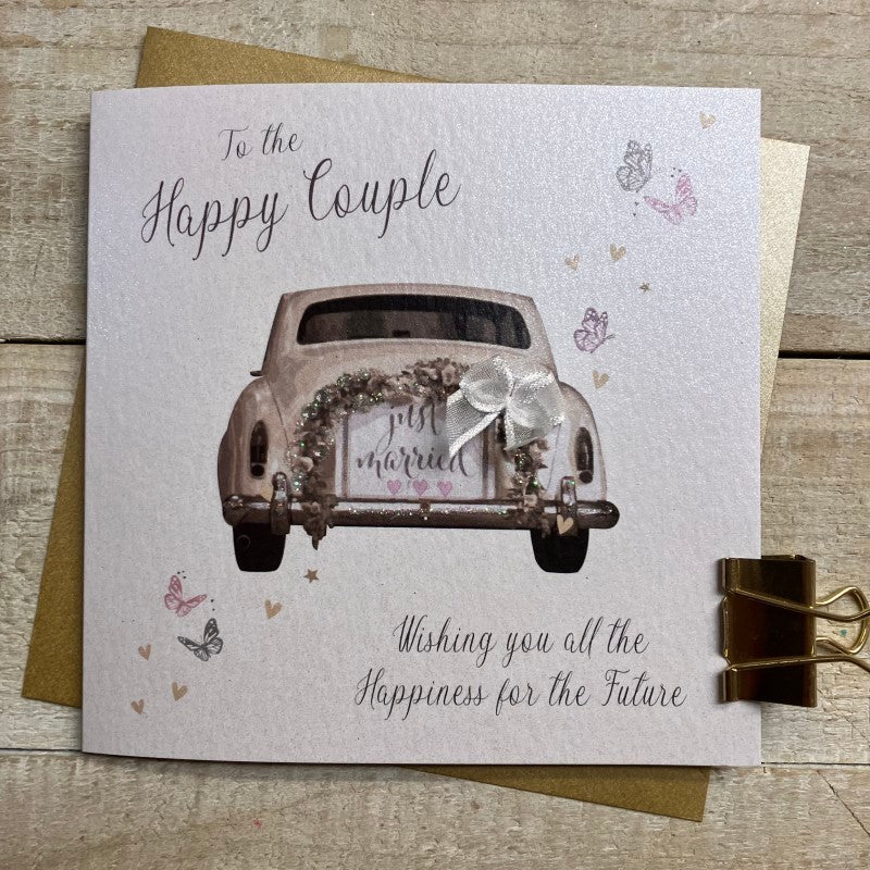 Happy Couple Wedding Large Card - Car