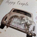 Happy Couple Wedding Large Card - Car