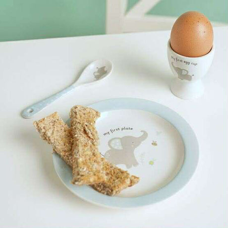 Baby 3 Piece Bowl Egg Cup & Spoon Set - Blue