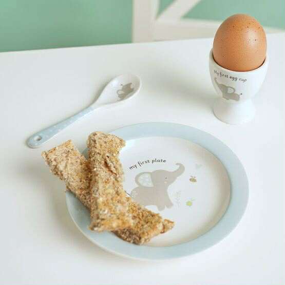 Baby 3 Piece Bowl Egg Cup & Spoon Set - Blue