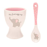 Baby Girl 2 Piece Egg Cup & Spoon Set