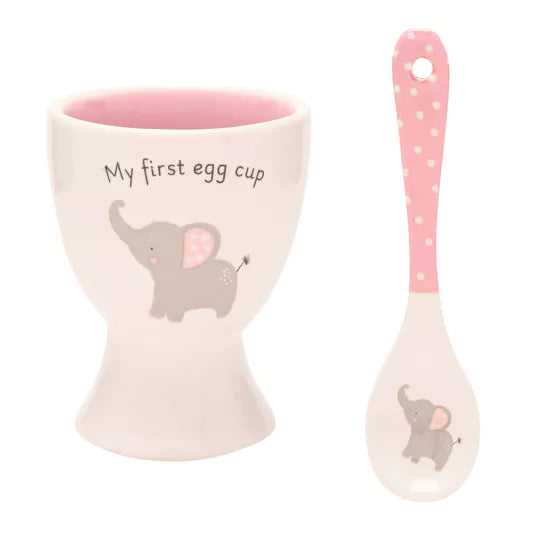 Baby Girl 2 Piece Egg Cup & Spoon Set