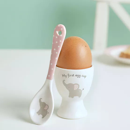 Baby Girl 2 Piece Egg Cup & Spoon Set