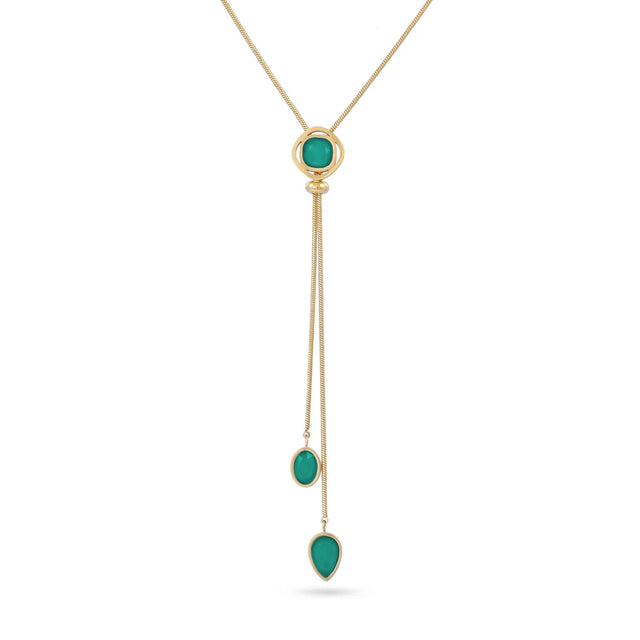 Drops Petal Necklace - Green