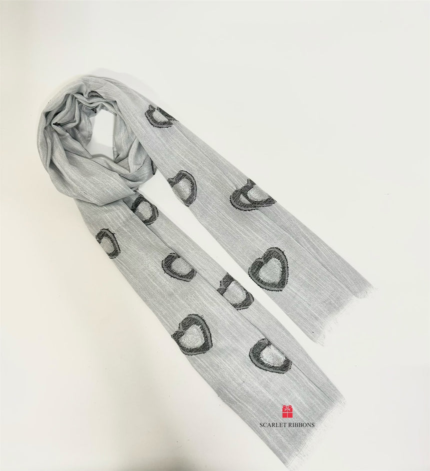 Lurex Metallic Heart Scarf -Silver