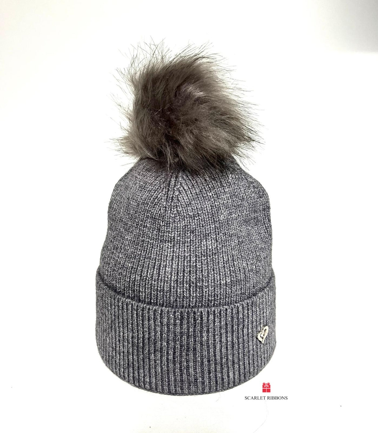 Grey Rib Pom Pom Hat