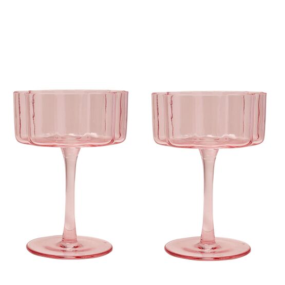 Pink Scalloped Martini Glasses