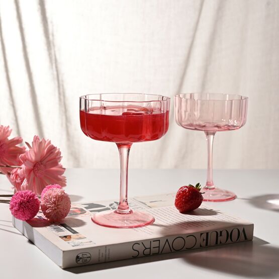 Pink Scalloped Martini Glasses