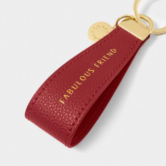 Katie Loxton Sentiment Keyring - Fabulous Friend - Garnet Red