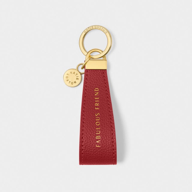 Katie Loxton Sentiment Keyring - Fabulous Friend - Garnet Red